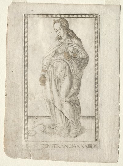 Temperanza dai Tarocchi, serie B: Principi cosmici e virtù, #34, prima del 1467 da Master of the E Series Tarocchi