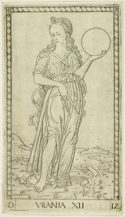 Urania, tavola dodici da Apollo e le Muse da Master of the E Series Tarocchi
