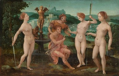 Giudizio di Parigi da Master of the Female Half Lengths