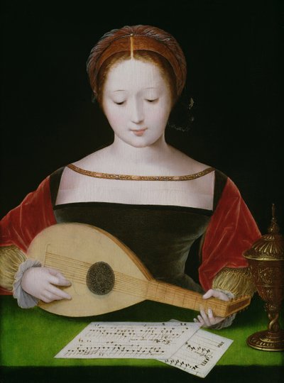 Maria Maddalena che suona un liuto da Master of the Female Half Lengths