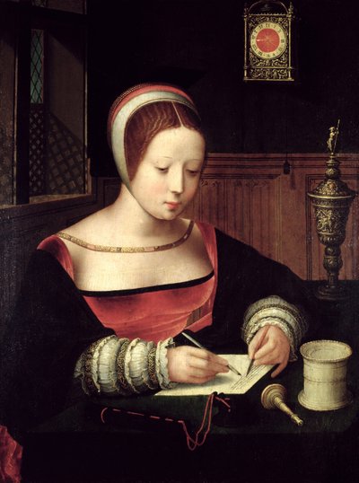 Santa Maria Maddalena scrivendo da Master of the Female Half Lengths