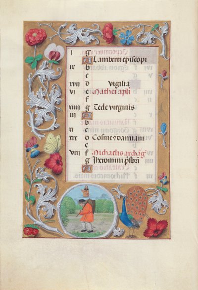 Ore di Isabella la Cattolica, Regina di Spagna: Fol. 10v, Settembre, c. 1500 da Master of the First Prayerbook of Maximillian