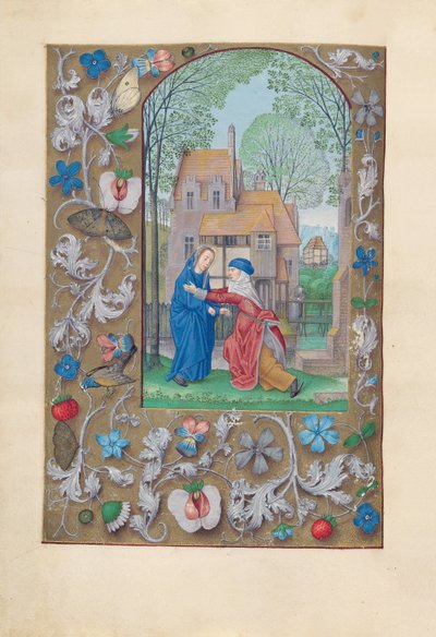 Ore della Regina Isabella la Cattolica, Regina di Spagna: Fol. 115v, Visitazione da Master of the First Prayerbook of Maximillian