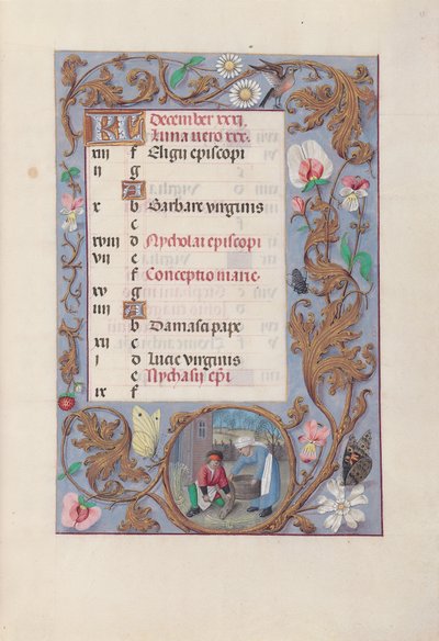 Ore della regina Isabella la Cattolica, regina di Spagna:  Fol. 13r, dicembre da Master of the First Prayerbook of Maximillian