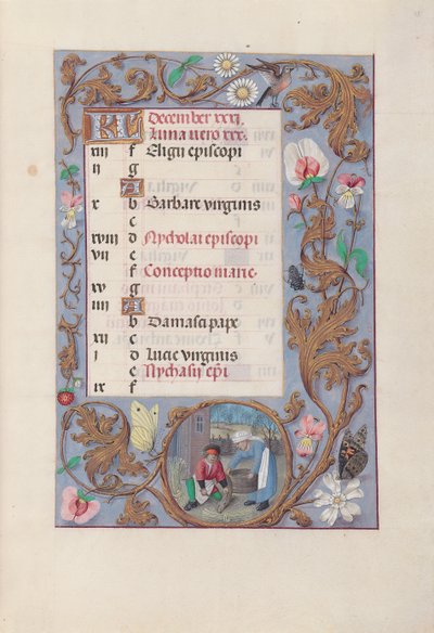 Ore di Isabella la Cattolica, regina di Spagna: Fol. 13r, dicembre da Master of the First Prayerbook of Maximillian
