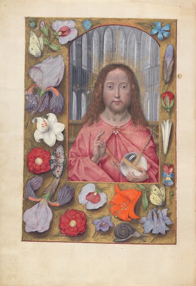 Ore di Isabella la Cattolica, Regina di Spagna: Fol. 14v, Salvator Mundi, c. 1500 da Master of the First Prayerbook of Maximillian