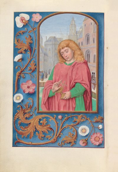 Ore della Regina Isabella la Cattolica, Regina di Spagna: Fol. 171, San Giovanni Evangelista, c. 1500 da Master of the First Prayerbook of Maximillian