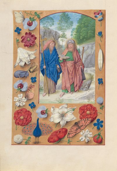 Ore di Isabella la Cattolica, Regina di Spagna: Fol. 175v, Santi Filippo e Giacomo, c. 1500 da Master of the First Prayerbook of Maximillian