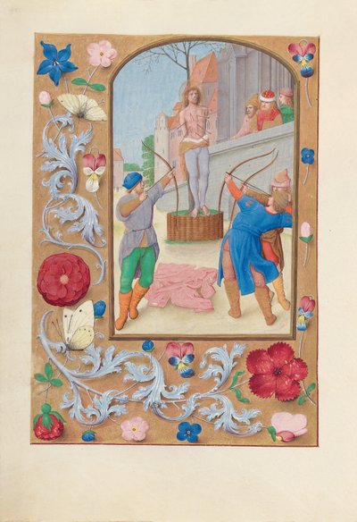 Ore di Isabella la Cattolica, Regina di Spagna: Fol. 177v, San Sebastiano, c. 1500 da Master of the First Prayerbook of Maximillian