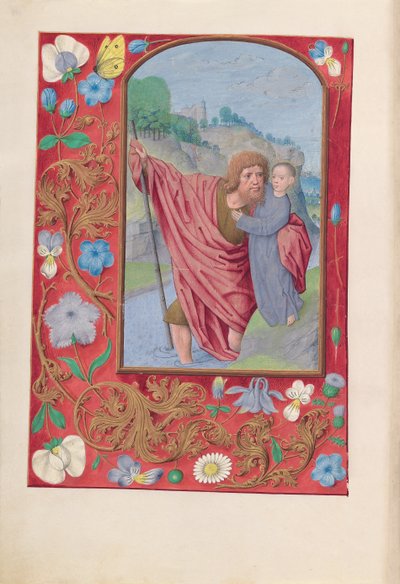 Ore di Isabella la Cattolica, Regina di Spagna: Fol. 179v, San Cristoforo, c. 1500 da Master of the First Prayerbook of Maximillian