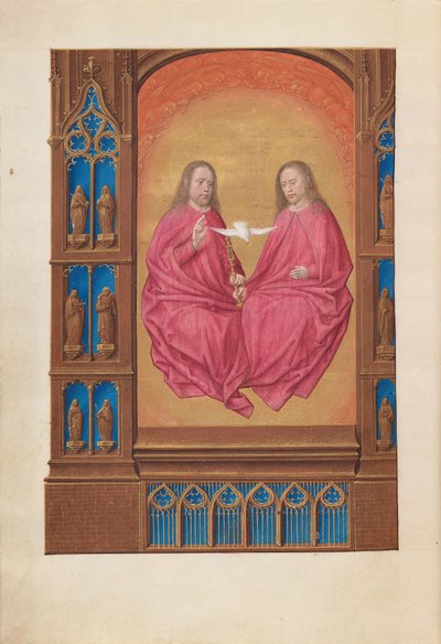 Ore della regina Isabella la Cattolica, regina di Spagna:  Fol. 17v, La Trinità da Master of the First Prayerbook of Maximillian