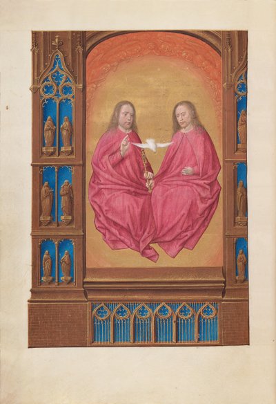 Ore di Isabella la Cattolica, regina di Spagna: Fol. 17v, La Trinità, c. 1500 da Master of the First Prayerbook of Maximillian