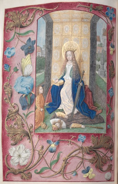 Ore di Isabella la Cattolica, Regina di Spagna: Fol. 189v, Santa Caterina, c. 1500 da Master of the First Prayerbook of Maximillian