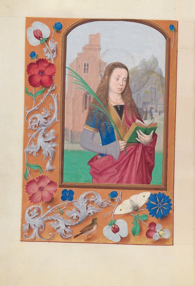 Ore della regina Isabella la Cattolica, regina di Spagna:  Fol. 191v, Santa Barbara da Master of the First Prayerbook of Maximillian