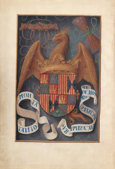 Ore di Isabella la Cattolica, regina di Spagna: Fol. 1v, stemmi e motti di Isabel..., c1500 da Master of the First Prayerbook of Maximillian