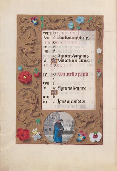 Ore della Regina Isabella la Cattolica, Regina di Spagna: Fol. 2v, Gennaio - Paesaggio innevato da Master of the First Prayerbook of Maximillian