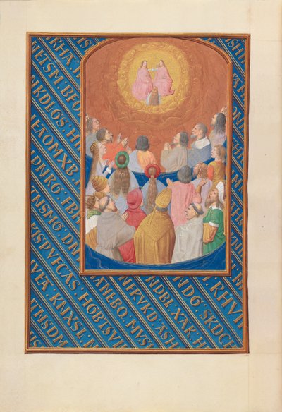 Ore di Isabella la Cattolica, Regina di Spagna: Fol. 37v, Corte del Paradiso, c. 1500 da Master of the First Prayerbook of Maximillian