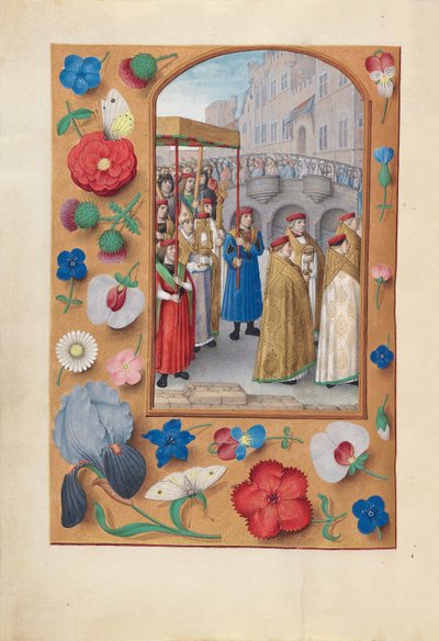 Ore di Isabella la Cattolica, Regina di Spagna: Fol. 43v, Processione del Sacramento, c1500 da Master of the First Prayerbook of Maximillian