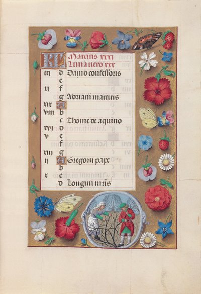 Ore di Isabella la Cattolica, Regina di Spagna: Fol. 4r, Marzo, c. 1500 da Master of the First Prayerbook of Maximillian