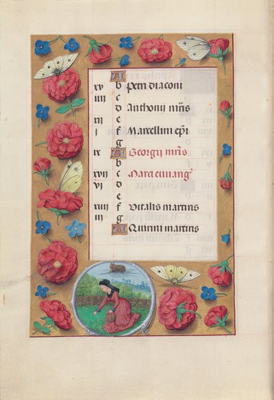 Ore della regina Isabella la Cattolica, regina di Spagna:  Fol. 5v, aprile da Master of the First Prayerbook of Maximillian