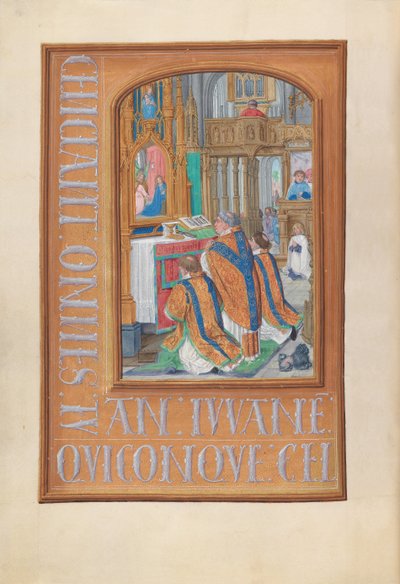 Ore della regina Isabella la Cattolica, regina di Spagna: Fol. 87v, Celebrazione della Messa, c. 1500 da Master of the First Prayerbook of Maximillian