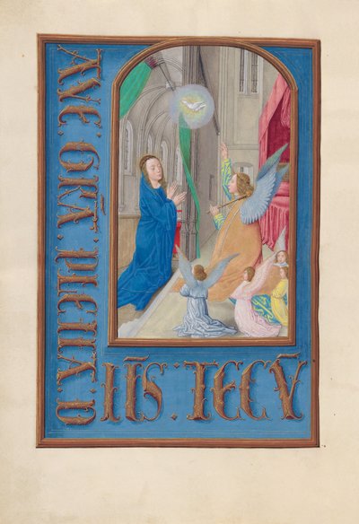 Ore di Isabella la Cattolica, Regina di Spagna: Fol. 97v, Annunciazione, c. 1500 da Master of the First Prayerbook of Maximillian