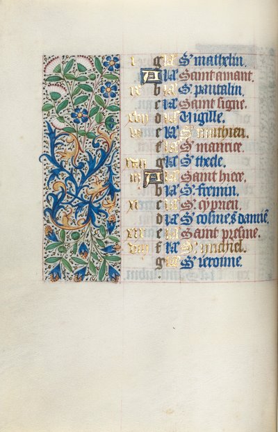 Libro delle Ore Uso di Rouen: fol. 9v, c. 1470 da Master of the Geneva Latini