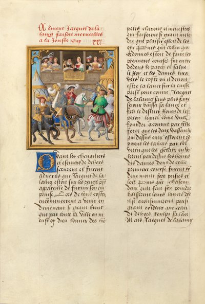 Jacques de Lalaing in arrivo a una giostra con i conti del Maine e di Saint Pol da Master of the Getty Lalaing
