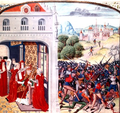 Consacrazione di Papa Gregorio IX ad Avignone Francia (pontificato nel 1227-1241) di Jean Froissart da Master of the Harley Froissart
