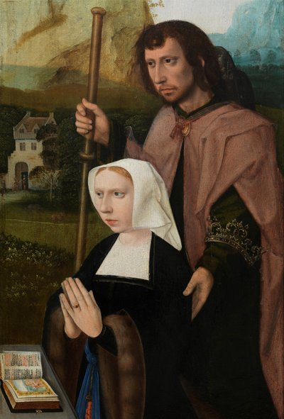 Donatore, pannello destro del Trittico della Vergine e il Bambino con i Santi Caterina e Barbara (dettaglio) da Master of the Holy Blood