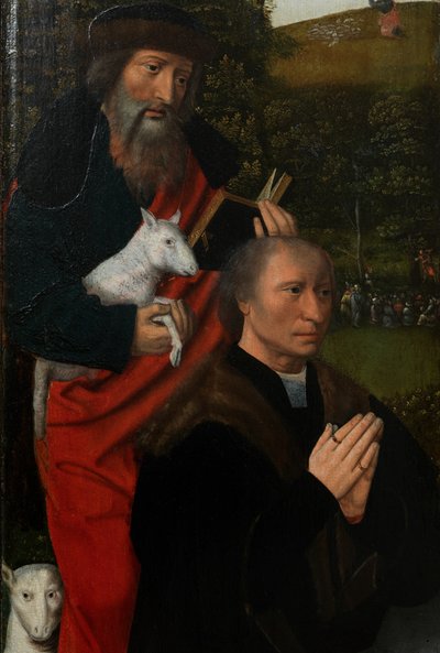 Pannello sinistro della Vergine e Bambino con Santa Caterina e Santa Barbara, c.1520-25 (dettaglio) da Master of the Holy Blood