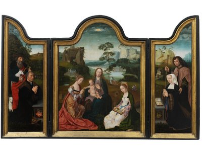 Vergine e Bambino con Santa Caterina e Santa Barbara, c.1520-25 da Master of the Holy Blood