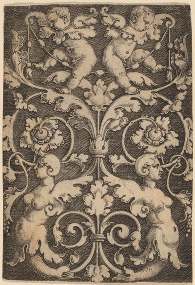 Ornamento Verticale con Due Sirene da Master of the Horse Heads
