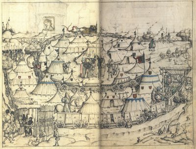 Il Carro Fortificato dal Medieval Housebook di Wolfegg Castle da Master of the Housebook of Wolfegg