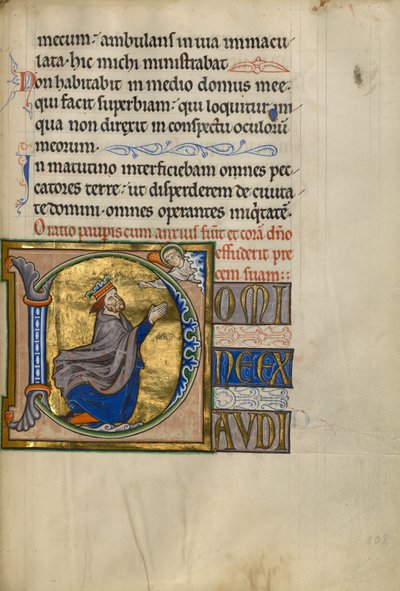 Iniziale D: Davide in preghiera da Master of the Ingeborg Psalter