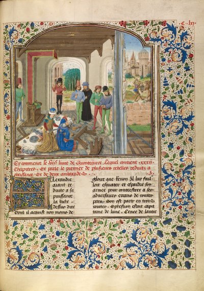 Alessandro combatte con un leone e uccide Clito da Master of the Jardin de vertueuse consolation