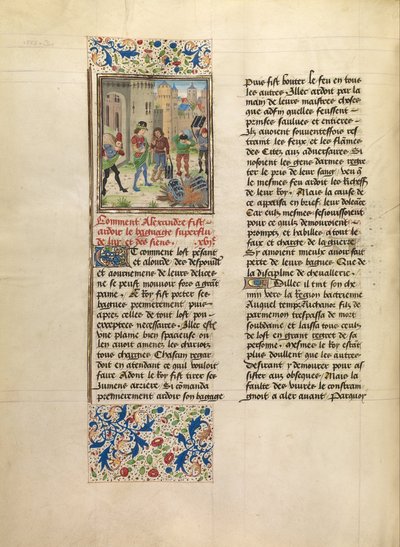 Alessandro Ordina la Distruzione del Bagaglio in Eccesso del Suo Esercito da Master of the Jardin de vertueuse consolation and assistant