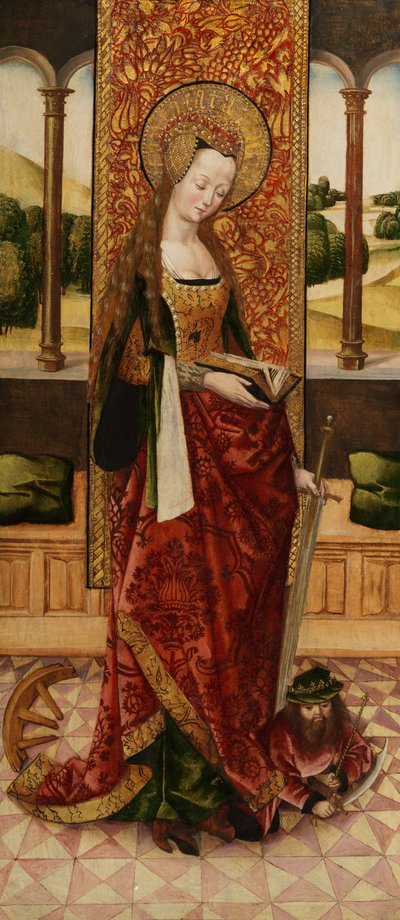 Trittico della Vergine e Bambino con due angeli, dettaglio di Santa Caterina d