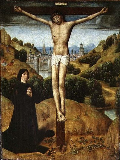 Cristo sulla croce con un donatore da Master of the Legend of St. Ursula