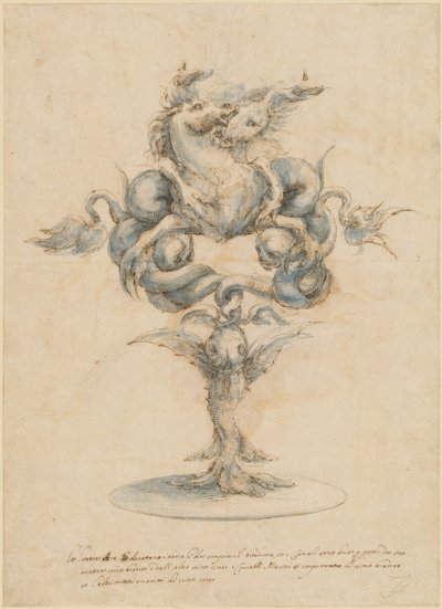 Una Caraffa di Vino con Due Cavallucci Marini Combattenti da Master of the Medici Banquet Decanters
