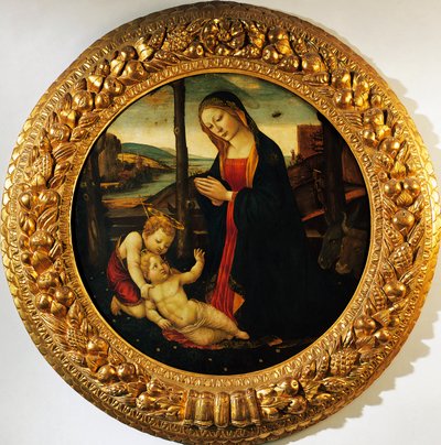 Madonna col Bambino e il piccolo San Giovanni Battista, dipinto attribuito al Maestro del Tondo Miller (fine XV secolo) da Master of the Miller Tondo (attr. to)