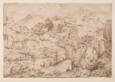 Paesaggio con un artista che disegna, c.1606-08 da Master of the Mountain Landscapes