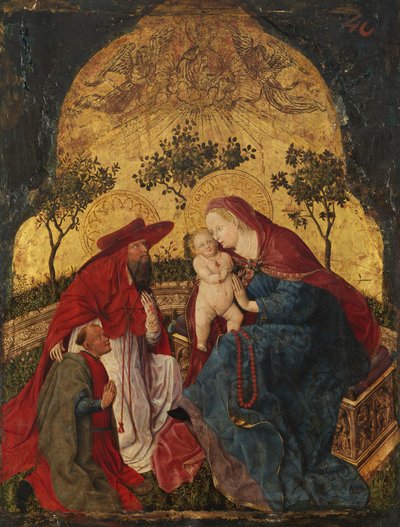 Vergine e Bambino con un Donatore Presentato da San Girolamo, ca. 1450 da Master of the Munich Bavarian Panels