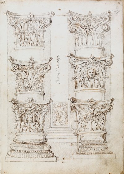 Sei capitelli, una lesena e due basi di colonne, c1512-1517 da Master of the Oxford Album