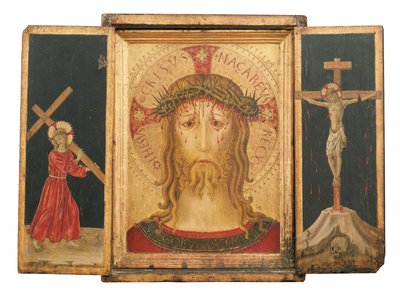 Un trittico: Cristo Redentore affiancato da Cristo che porta la croce e La crocifissione da Master of the Pietà di San Costanzo