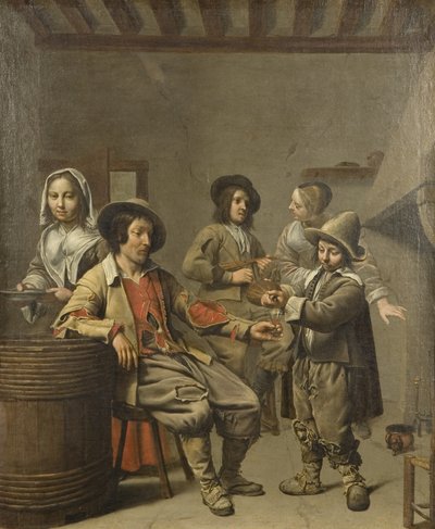 Ragazzo che versa un bicchiere di vino per un contadino, c.1650 da Master of the Processions