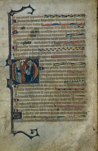 Foglia da un Salterio: Iniziale Istoriata D con La Trinità, c.1310 da Master of the Queen Mary Psalter