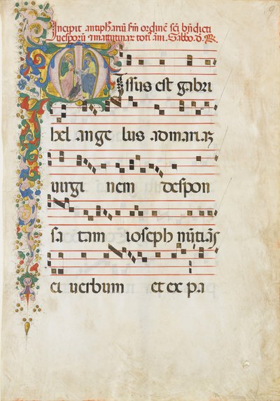 Foglio di manoscritto con San Giovanni Evangelista e San Giovanni Battista..., seconda metà del XV sec. da Master of the Riccardiana Lactantius