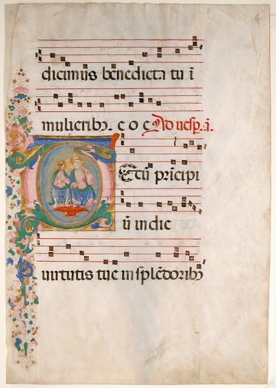 Foglio di manoscritto con la Trinità in una iniziale T, da un antifonario da Master of the Riccardiana Lactantius
