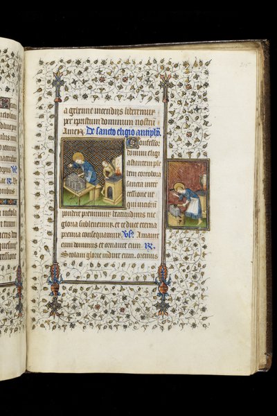 Ms 62 f.215r San Eligio che crea un santuario; San Eligio all